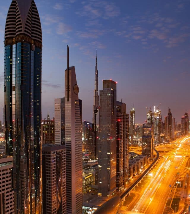 Image of Dubai city at night